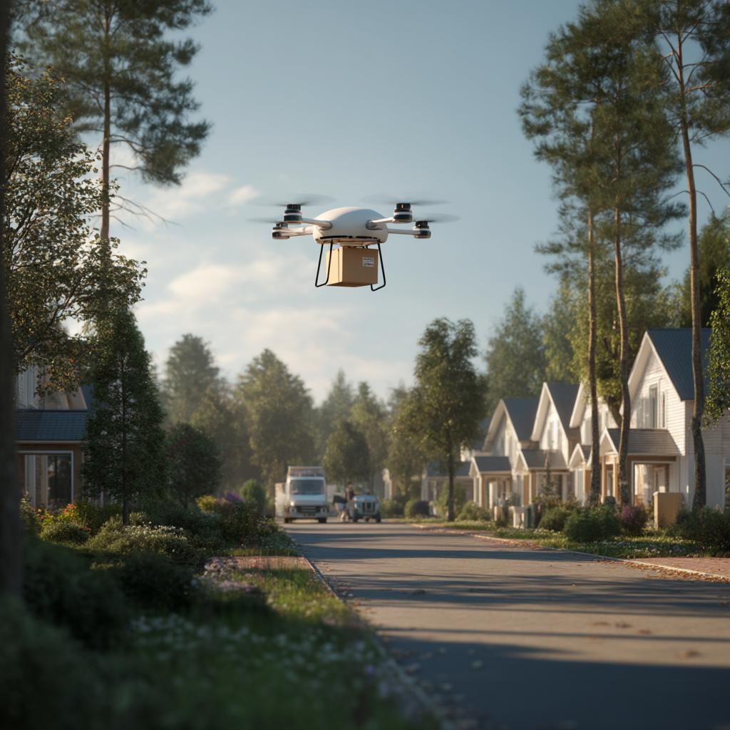 Autonomous drone in flight